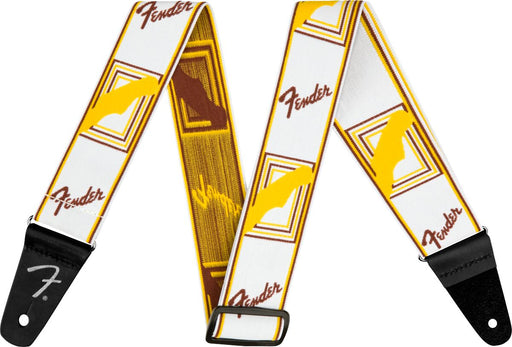 Fender Weighless™ 2" Monogrammed Strap, White/Brown/Yellow Guitar Accessories Fender 